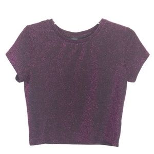 Wild Fable Purple Sparkly Short Sleeve Shirt Top